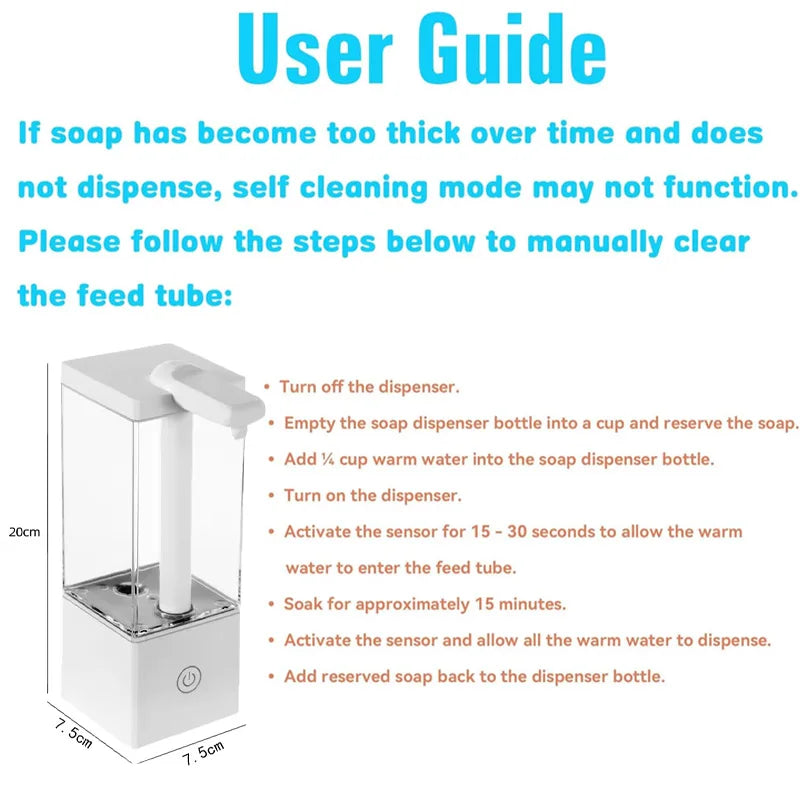 New Automatic Soap Dispenser Touchless Built-in 1500MAh Battery Type C Rechargeable High Capacity Cleaning Detergent Dispenser