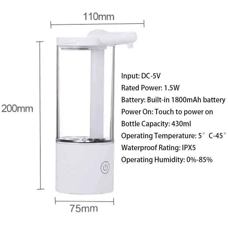 New Automatic Soap Dispenser Touchless Built-in 1500MAh Battery Type C Rechargeable High Capacity Cleaning Detergent Dispenser