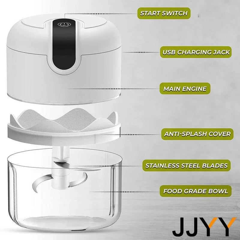 Smart Electric Garlic Chopper 250ml Wireless Mini Masher Press for Chopping Slicing Onion Ginger Veggies Spices