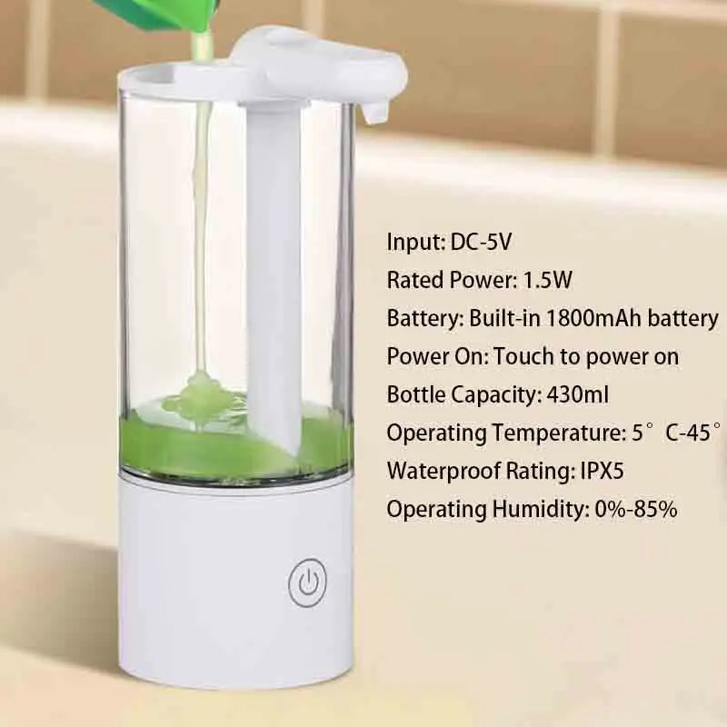 New Automatic Soap Dispenser Touchless Built-in 1500MAh Battery Type C Rechargeable High Capacity Cleaning Detergent Dispenser