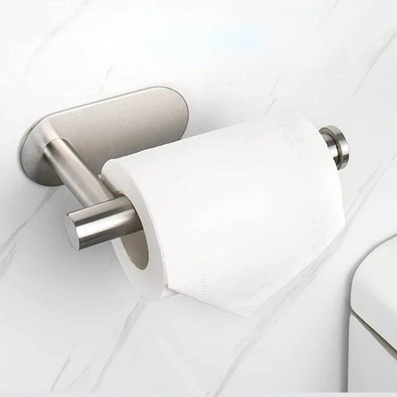 No Punching Wall Mounted Toilet Paper Holder Rustproof Anticorrosion Stainless Steel Bathroom Kitchen Roll Paper Toilet Holder