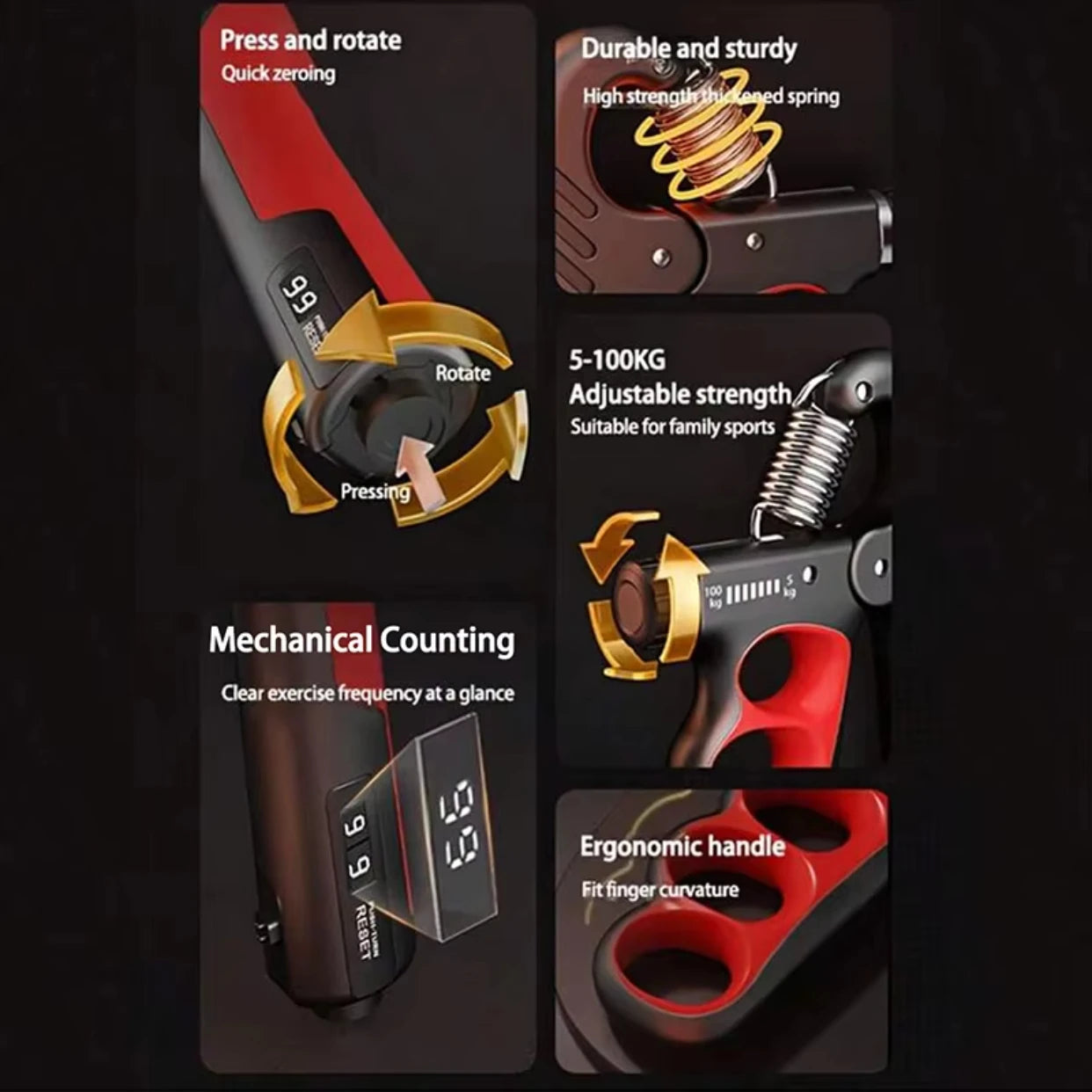 5-100kg Grip Strength Gym Wrist Expander